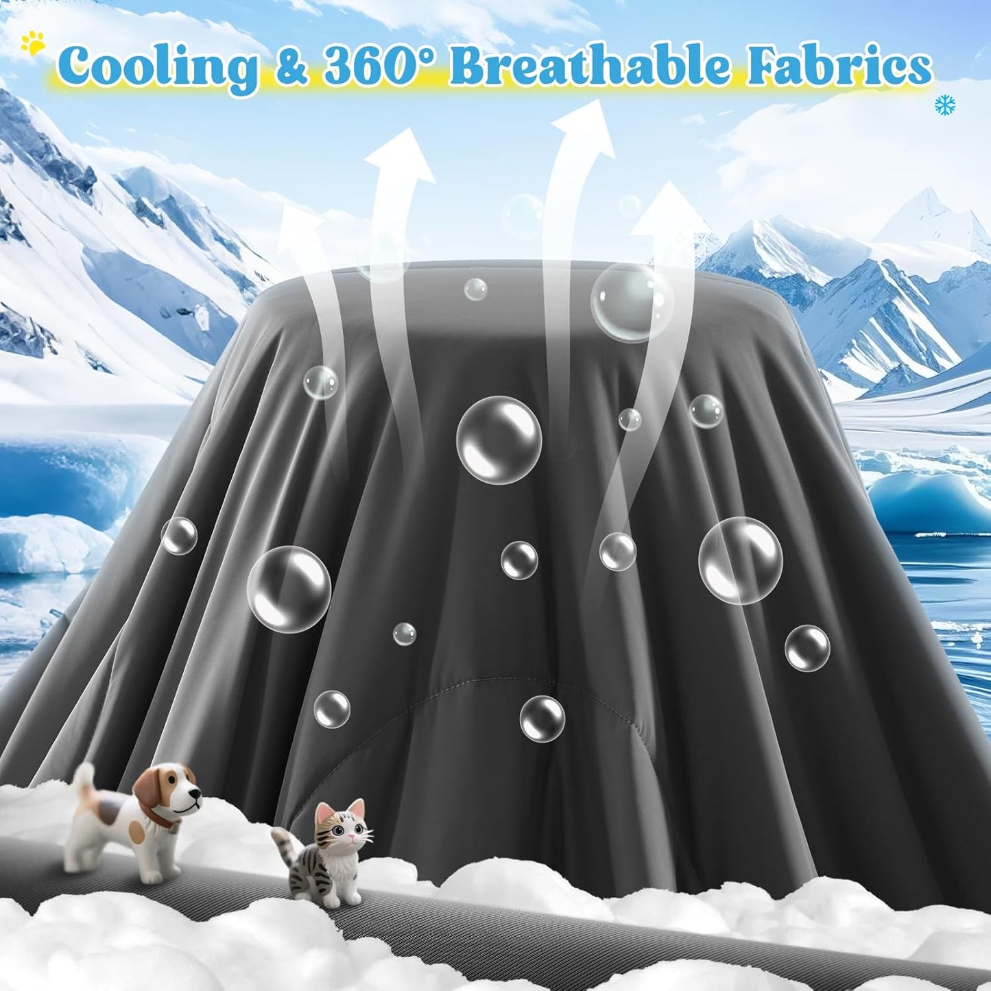 Cooling Blanket for Dogs, Lightweight & Durable Dog Cooling Mat, Q-MAX>0.45 Soft Breathable Pets Comforter for Couch, Bed & Car Essential - Dark Grey 30x40 Inches