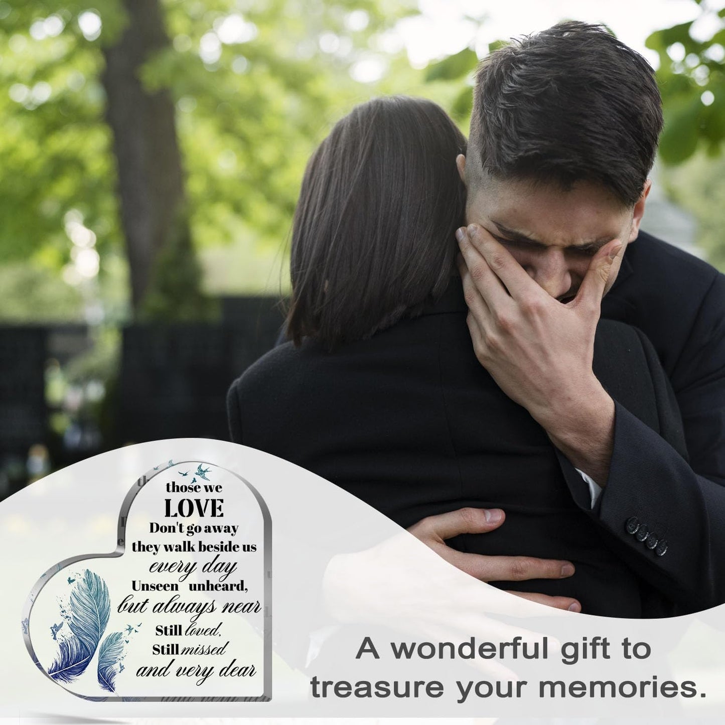 Sympathy Gifts Acrylic Heart Shape Memorial Bereavement Gift Paperweight Remembrance Decorations Funeral Grief Condolence Memorial Ornaments for Loss of Loved One of Mother Father