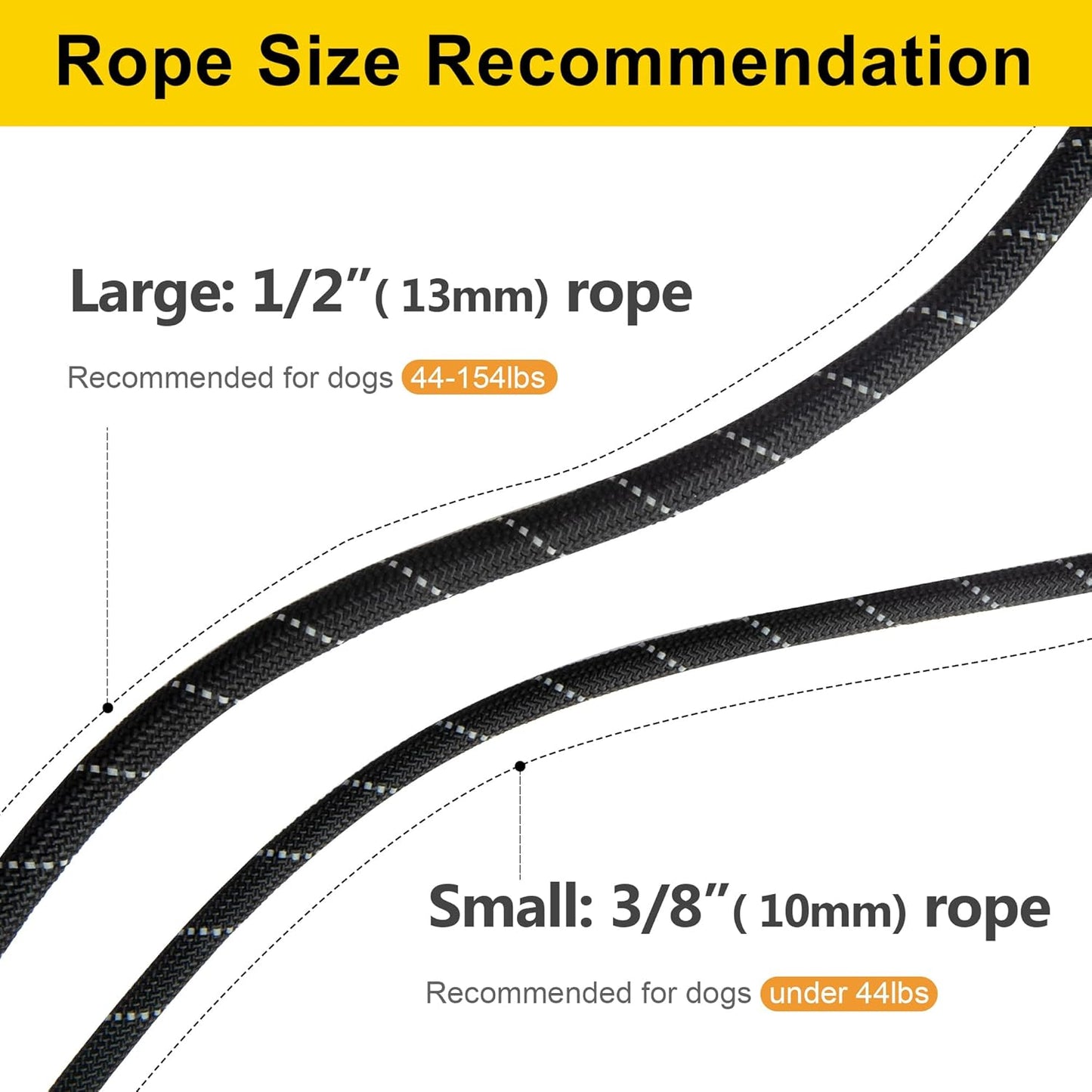 Fida Durable Slip Lead Dog Leash, 6 FT x 3/8" Heavy Duty Comfortable Strong Rope Slip Lead for Small Dogs and Puppies, No Pull Pet Training Lead with Highly Reflective(3/8", Black)