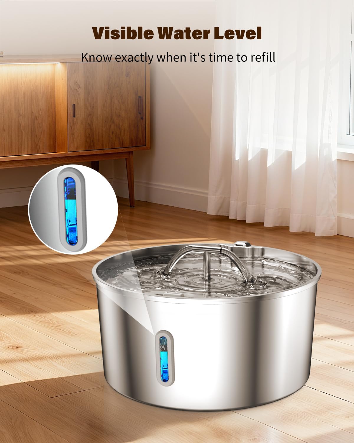 Dog Water Fountain for Large Dogs, 7L/236oz Stainless Steel Dog Water Bowl Dispenser, Automatic Pet Fountain with Ultra Quiet Pump, Large Drinking Area