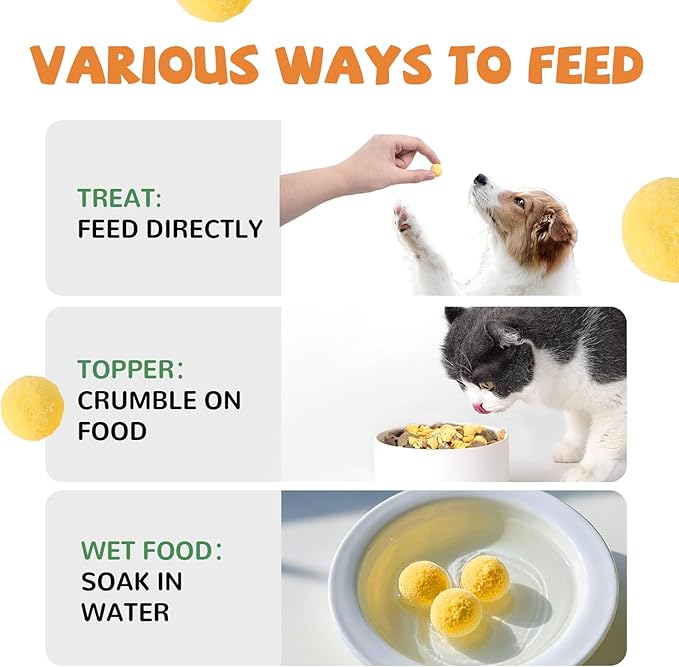 Freeze Dried Quail Egg Yolk Pet Treats, Freeze-Dried Pet Food for Dogs, Cats, Pure Fresh Ingredient, 4.2 oz, Rawhide Free, Gluten&Grain Free