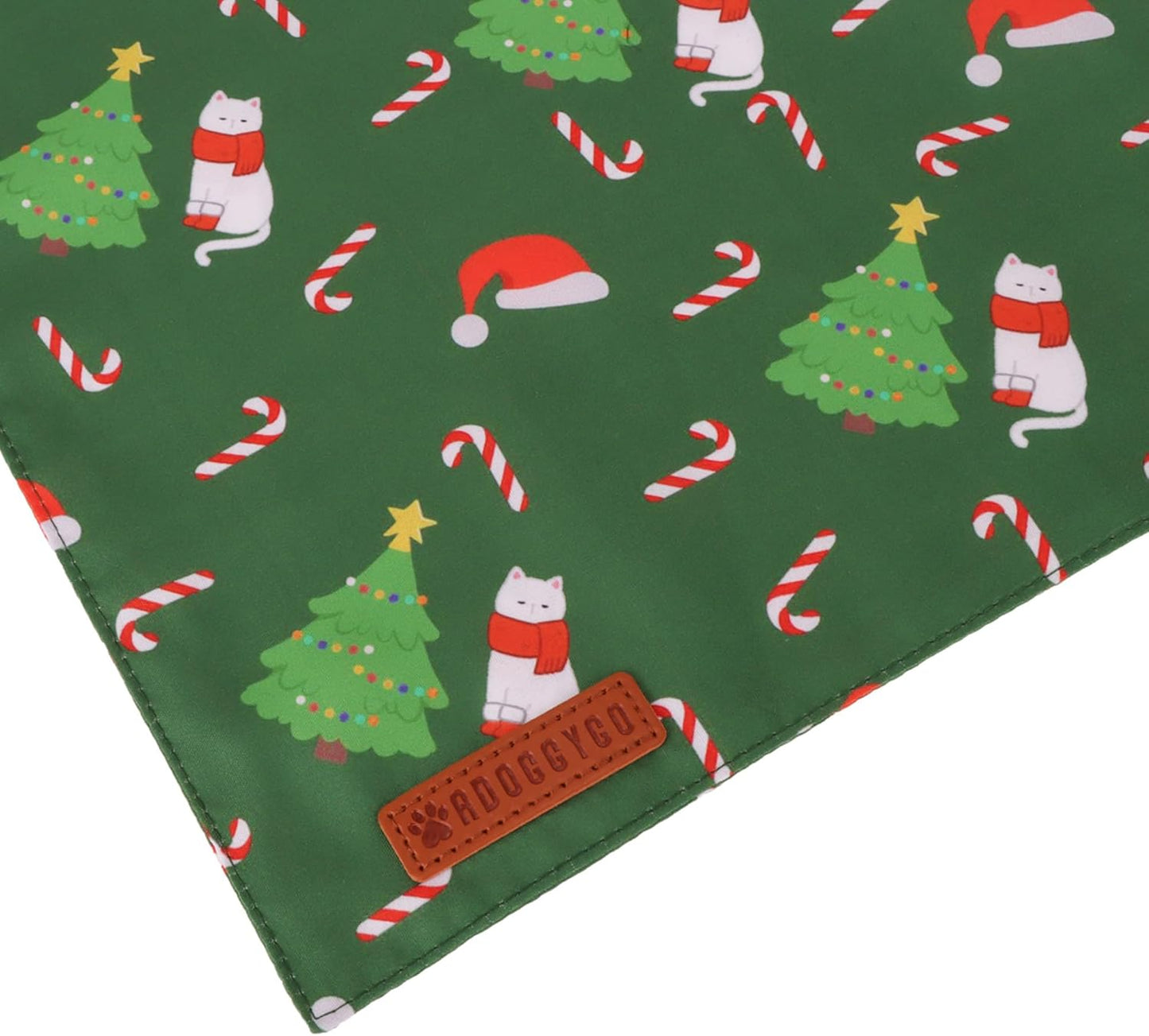 ADOGGYGO Christmas Cat Bandanas 2 Pack, Red Green Snowman Christmas Tree Bandanas for Cat Kitten