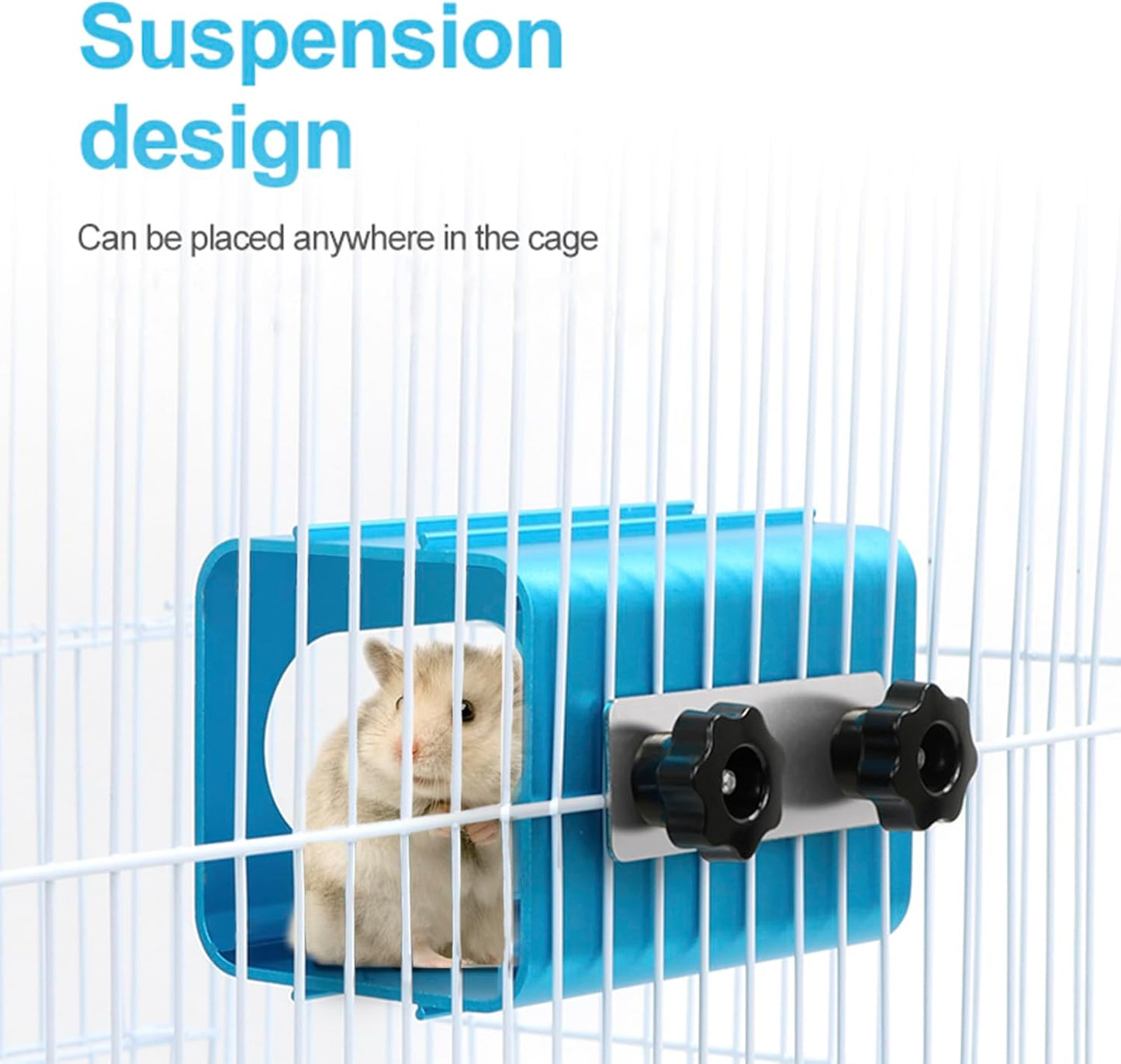 Hamsters Cooling Tunnel, Hamsters Instant Cooling Metal House, Aluminum Hanging Hideout Toys for Small Animals Dwarf Hamster Syrian Hamster Leopard Gecko (Blue, 4.7x2.7x2.7 in)