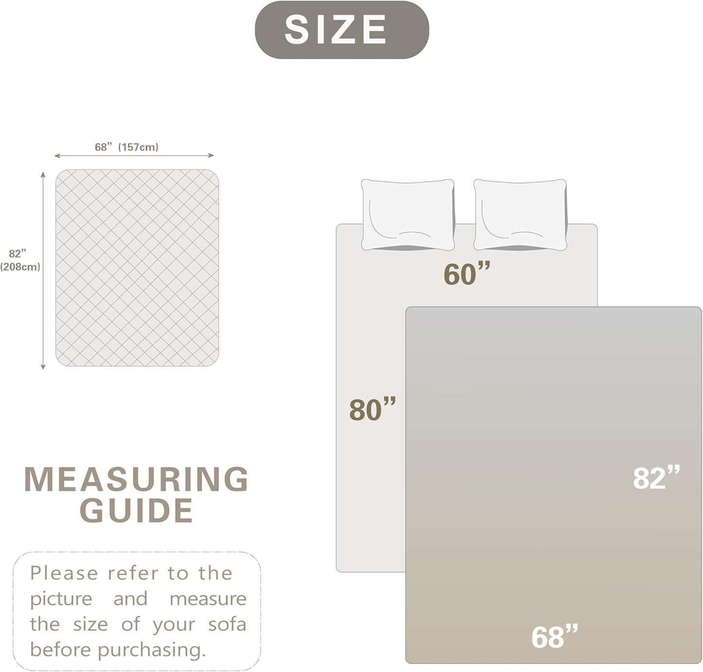 Dogs/Cats Bed Mats, Dog Pad Washable Removable Couch Cover with Anti-Slip Back, Plush Long Fur Mat, Perfect for Small, Medium and Large Dogs.(White-Bubble, 68"x82")