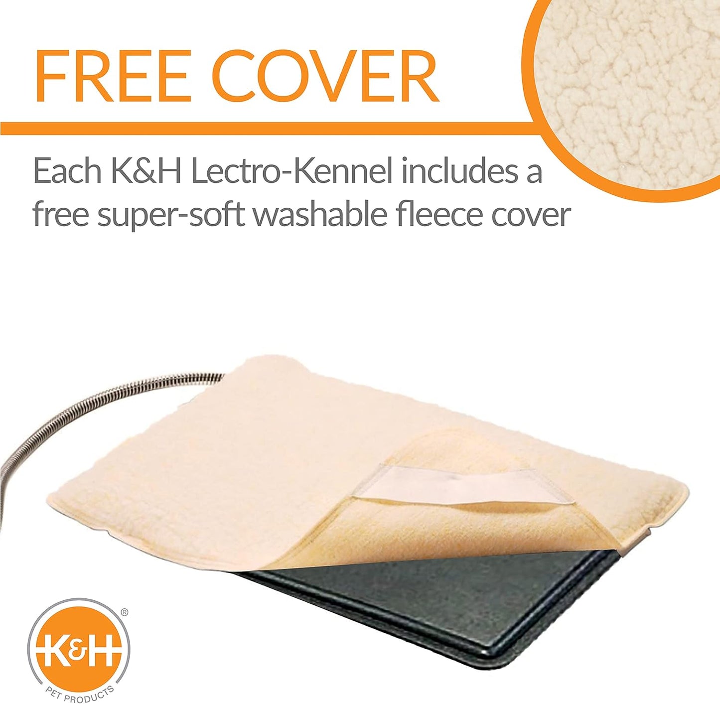 K&H Pet Products Lectro-Kennel Heated Outdoor Dog Pad, Durable Rigid ABS Plastic Waterproof Heated Pad for Cat & Dog Houses Outdoor, Washable Cover, Safety Listed - Large 28.5 X 22.5in Black 80W