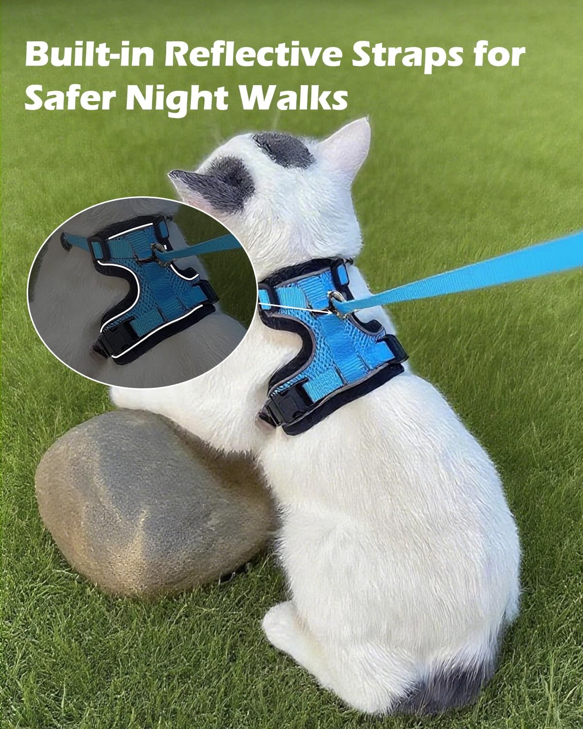 Luxelle 2 Pack Escape-Proof Cat Harness and Leash Set for Walking – Adjustable No Pull Soft Vest with Easy-Wear Buckle, Reflective Straps, Breathable Mesh – Outdoor Travel Harness for Cats & Kittens