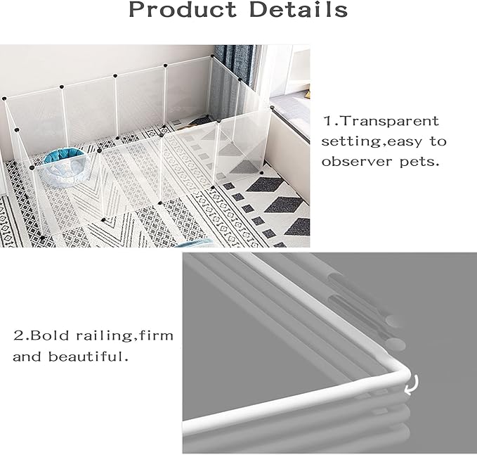 kathson Plastic Pet Playpen,Portable Bunny Fence,Small Animals DIY Metal Enclosure Pen Cage Yard Outdoor & Indoor for Small Rabbit Cat Guinea Pig Hedgehogs Rat(12 Panels/13.8 X 17.7 inches)