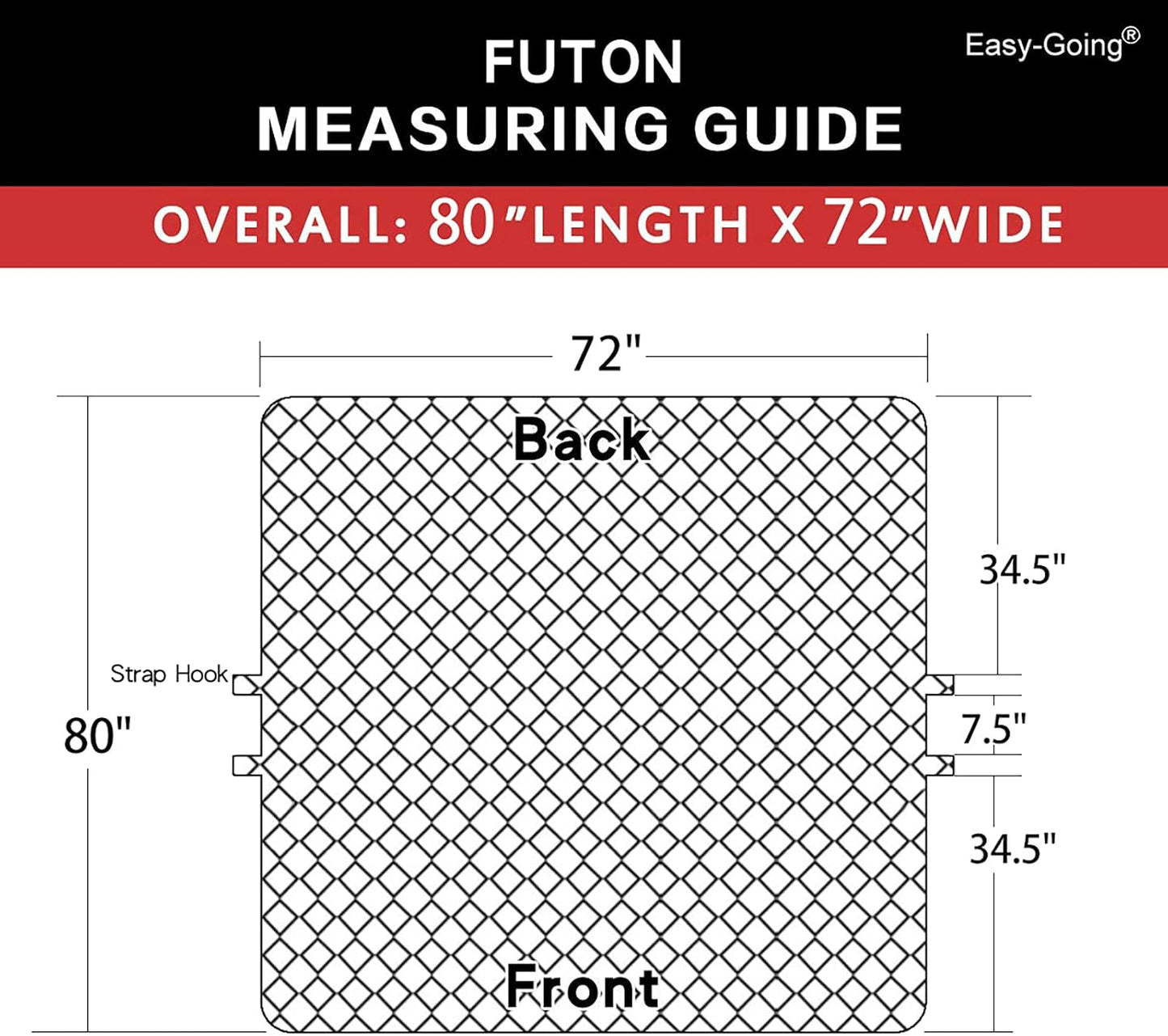 Easy-Going Futon Slipcover - Reversible Sofa Cover, Armless, Water Resistant - Protects Furniture from Pets & Kids (Orange/Black)