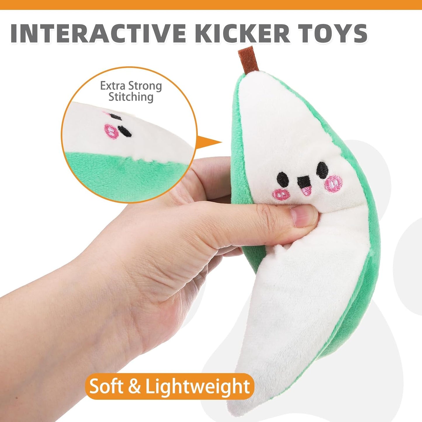 KOOLTAIL Cat Catnip Toys Banana, 3 Pack Expression Durable Soft Kicker Toy Filled with Natural Catnip Cotton, Self Play Interactive Bite Resistant Chew Teeth Cleaning Gift for Indoor Most Cats Kitten