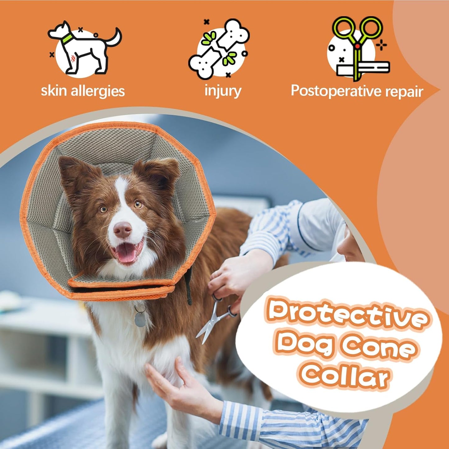 Dog Cone Collar Soft Cone for Medium Dogs After Surgery Adjustable Elizabethan Collar for Dogs to Stop Licking Wounds, Biting Stitches Professional Pet Recovery Cones E-Collar for Dog