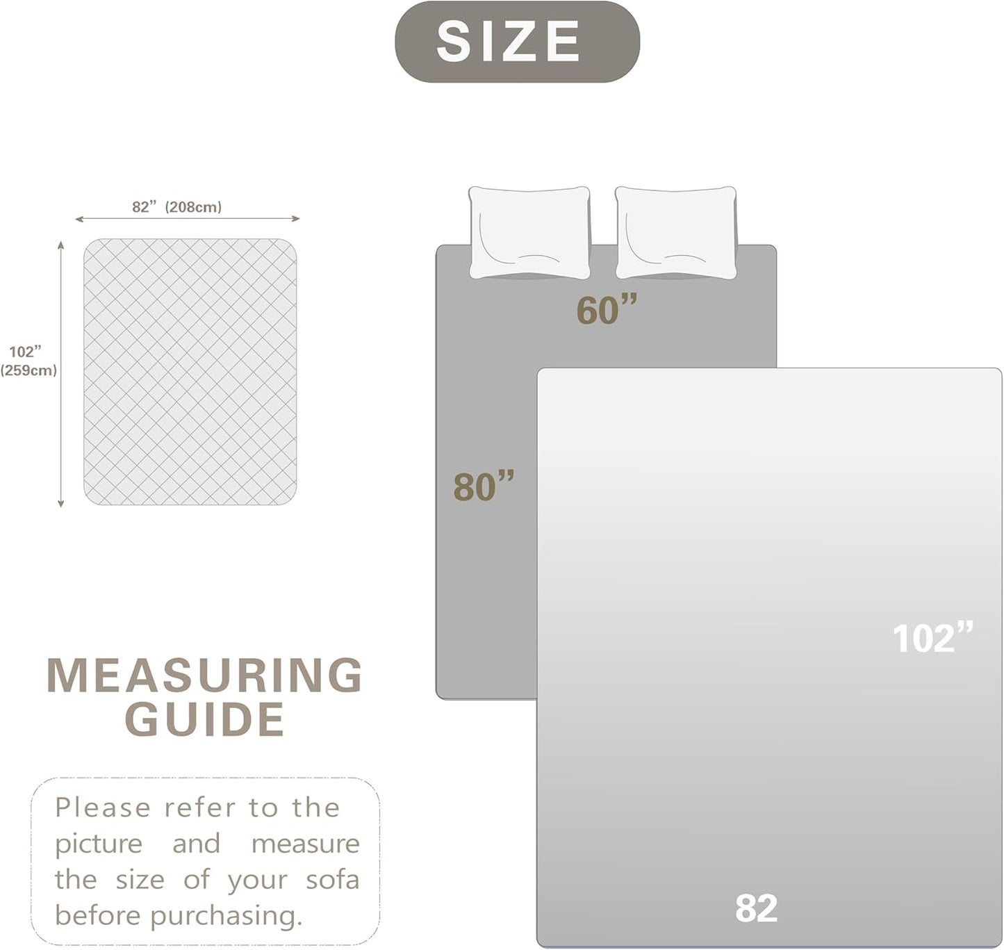 Dogs/Cats Bed Mats, Dog Pad Washable Removable Couch Cover with Anti-Slip Back, Plush Long Fur Mat, Perfect for Small, Medium and Large Dogs.(Magic Gray, 82"x102")