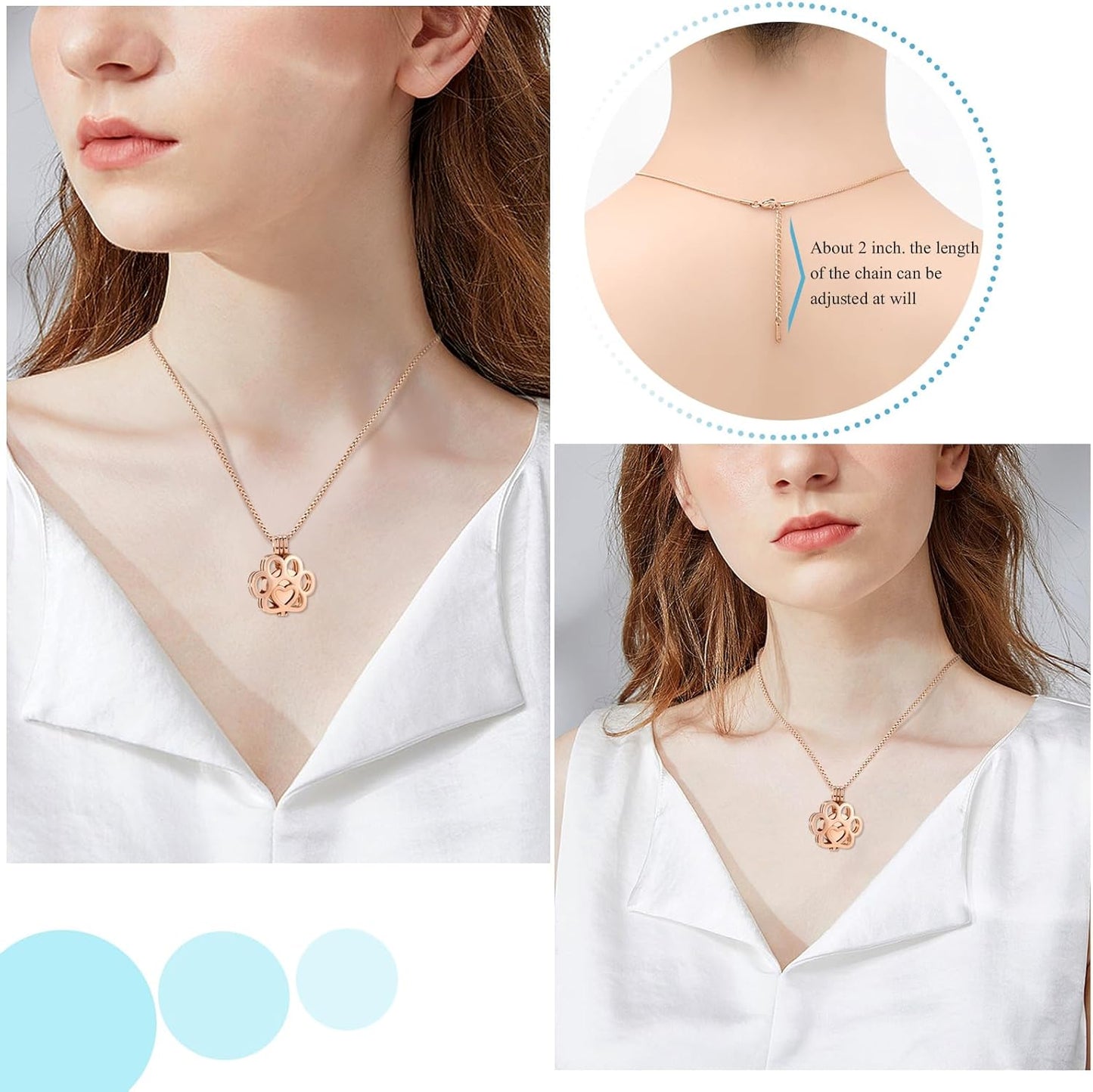 Oinsi Pet Cremation Jewelry For Ashes For Dog/Cat Paw Stainless Steel Memorial Locket Urn Necklace Inside Mini Case Keepsake Cremation Jewelry Women Men