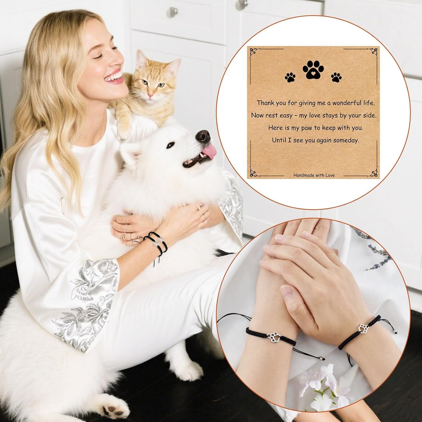 Dog Memorial Gifts for Loss of Dog Sympathy Gift, Paw Print Friendship Bracelets Dogs Passing Away Sympathy Gifts for Cat & Dogs Lover