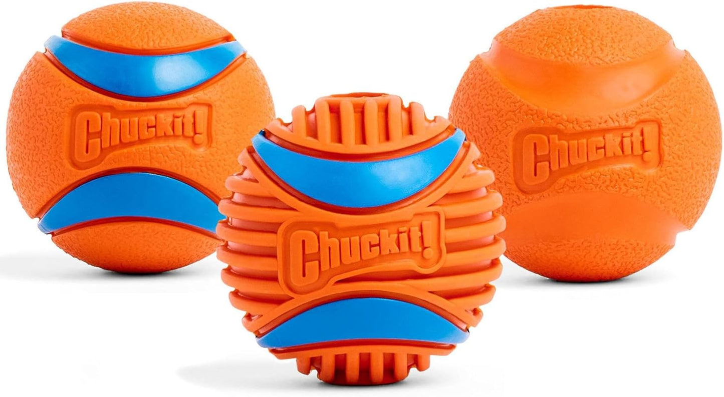 Chuckit! Dog Balls - Interactive Dog Toys, High-Bounce Fetch Ball, Ultra and Rugged Balls, Durable - Size Medium, 2.5-inch Diameter, Set of 3