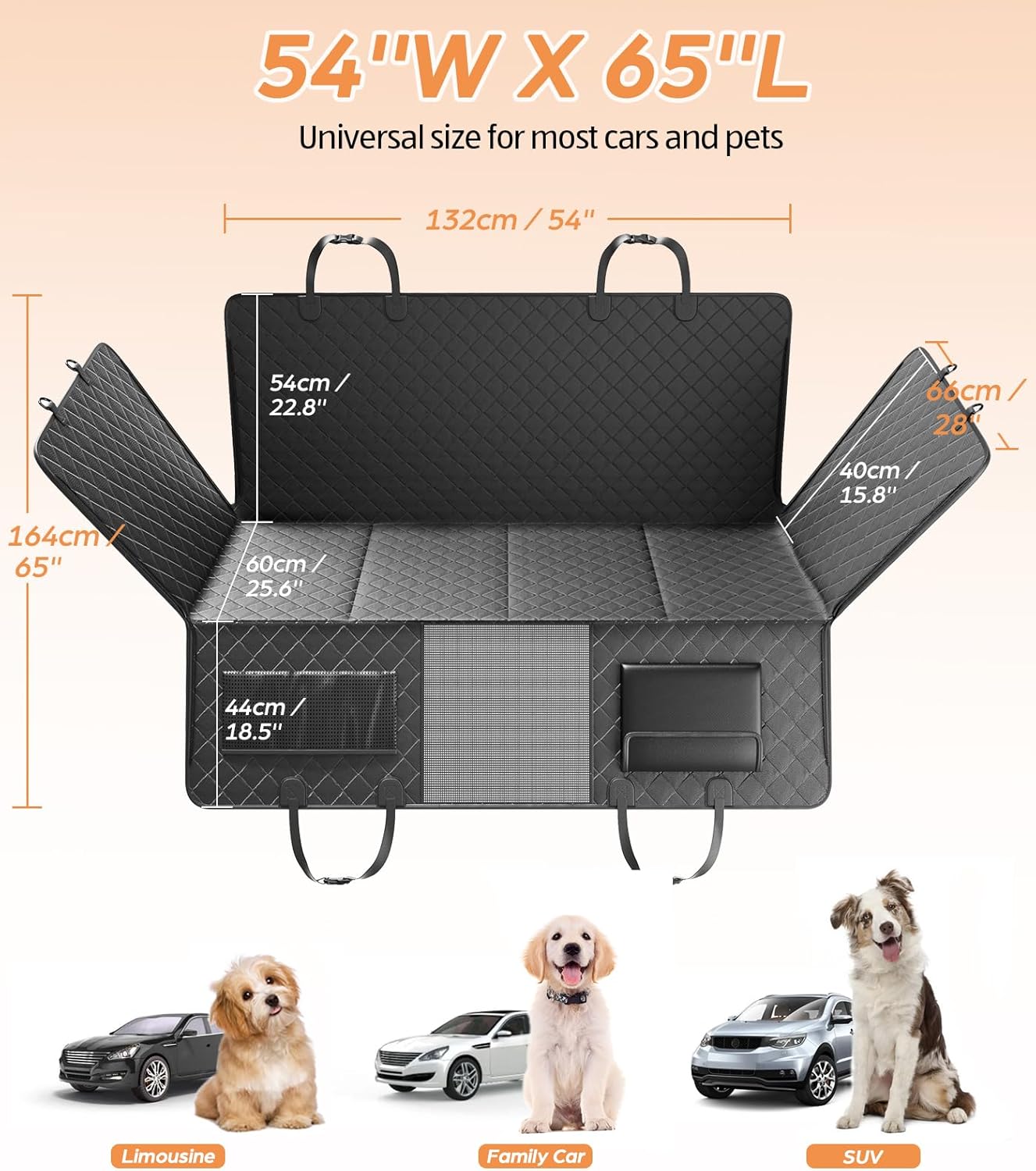 Dog Car Seat Cover for Back Seat, Waterproof Hard Bottom Back Seat Extender for Dogs, Dog Hammock for Car with Support Bar Holds 420 lbs, 2025 Upgraded Material, Anti Scratch, Easy to Use and Clean