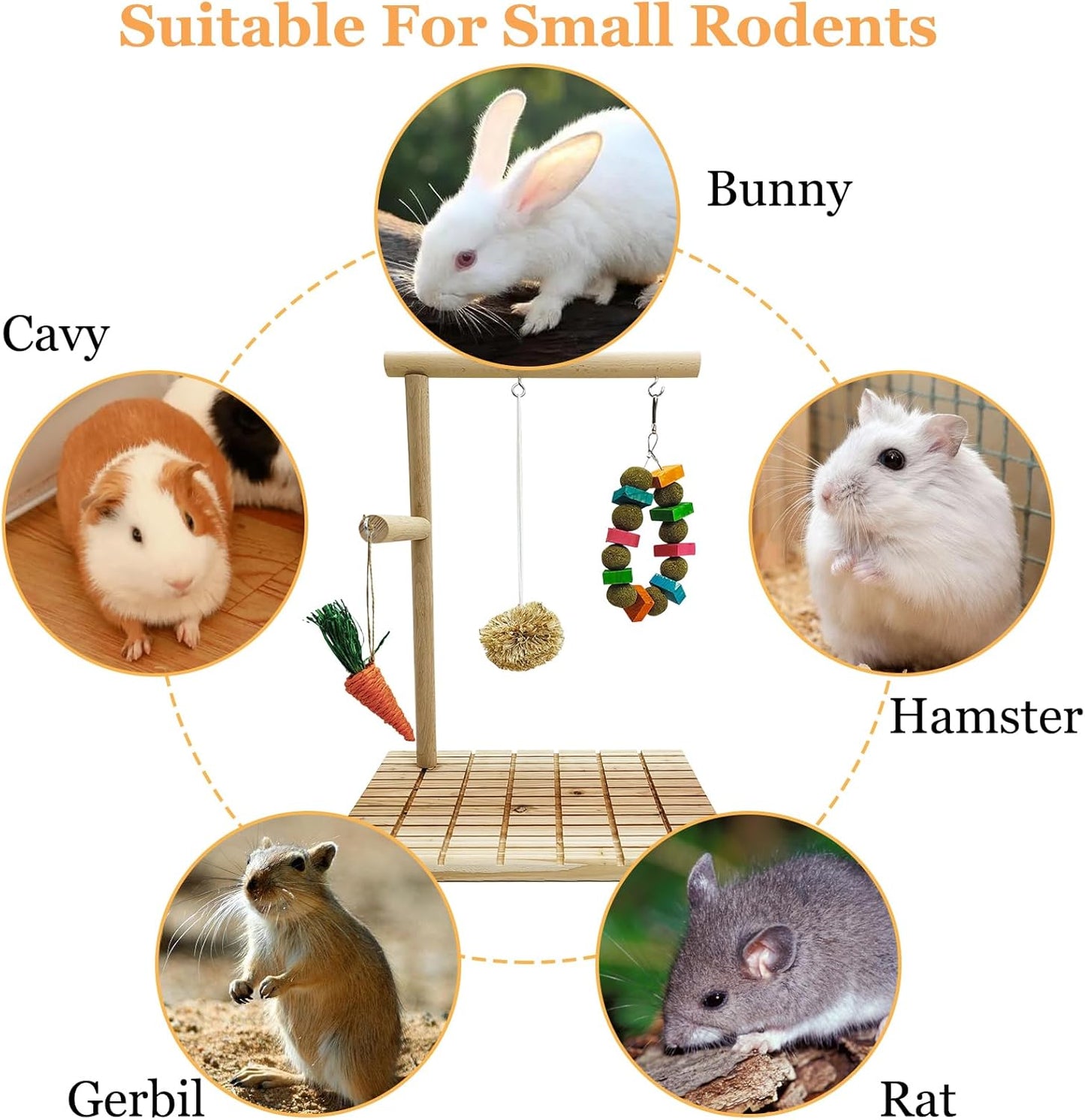 Hamiledyi Rabbit Toys for Bunnies Boredom Indoor Rabbit Scratching Board Bunny Chew Toys for Teeth Grinding Natural Fruit Wood and Corn Cob Timothy Ball Chewing Toys for Rabbits Other Rodent Pets