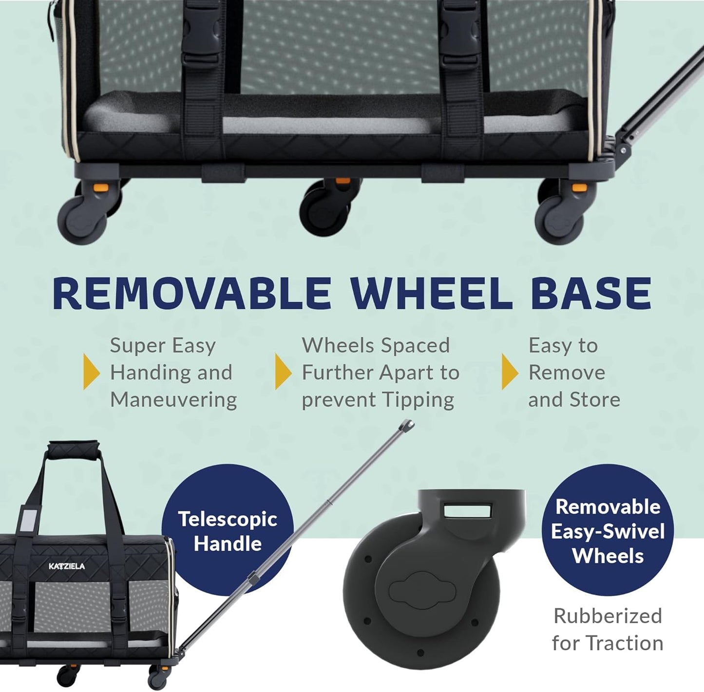 Pet Carrier Airline Approved - Dog Carrier with Wheels - TSA Airline Approved Dog Carrier - Rolling Pet Carrier with Wheels for Small to Medium Size Cat or Dog - Airplane Cabin Animal