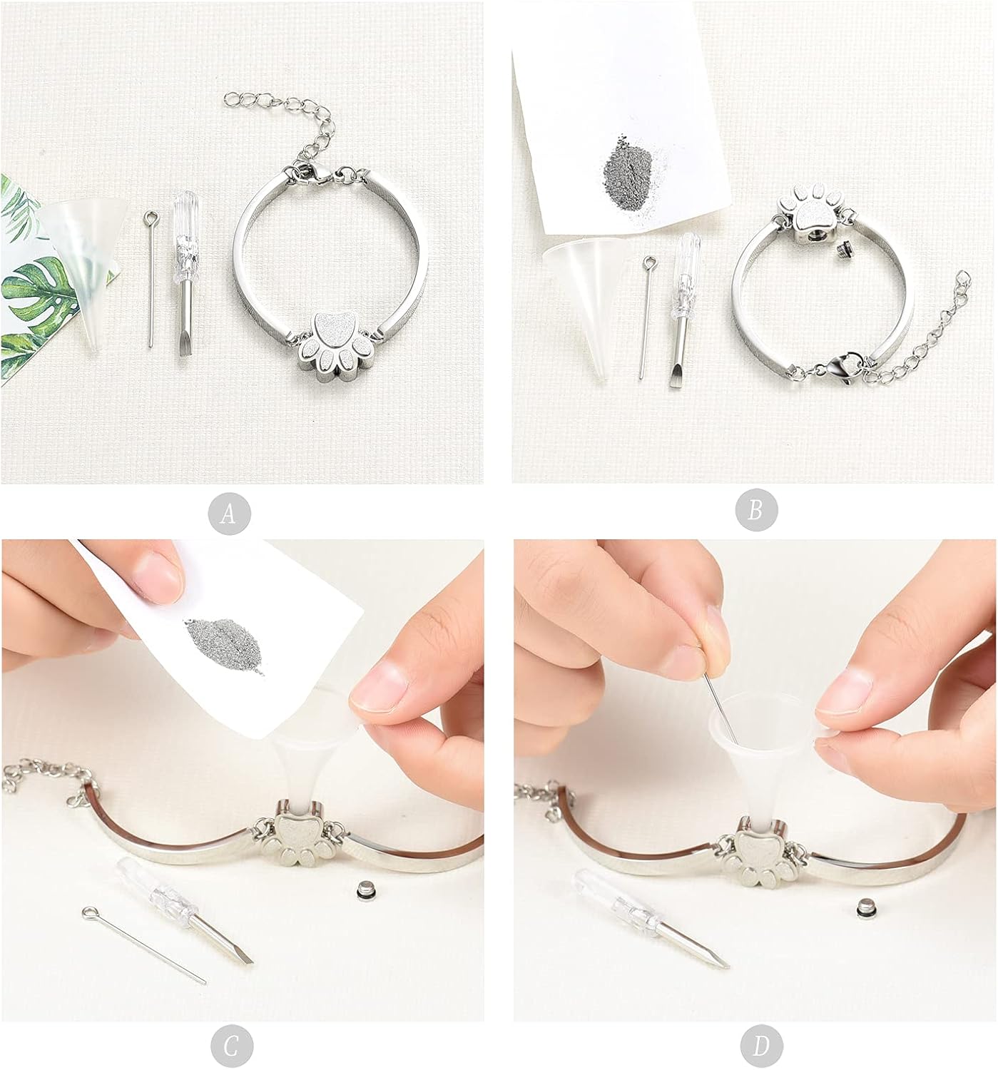 Pet Urns For Dogs/Cats - Pet Ashes Necklace - Paw Print Urn Necklace with Mini Keepsake Urn Memorial Ash Jewelry