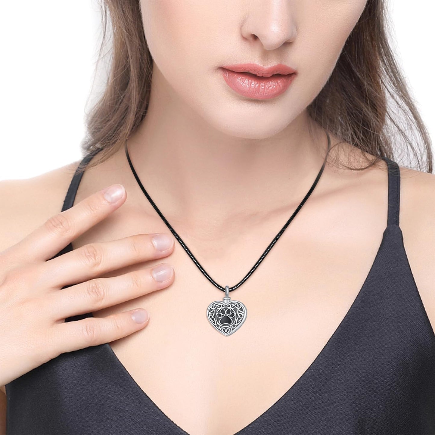Dreamboat Pet Urn Necklace for Dog Cat Ashes 925 Sterling Silver Paw Print Cremation Keepsake Pendant Celtic Knot Memorial Jewelry Gifts for Women Men