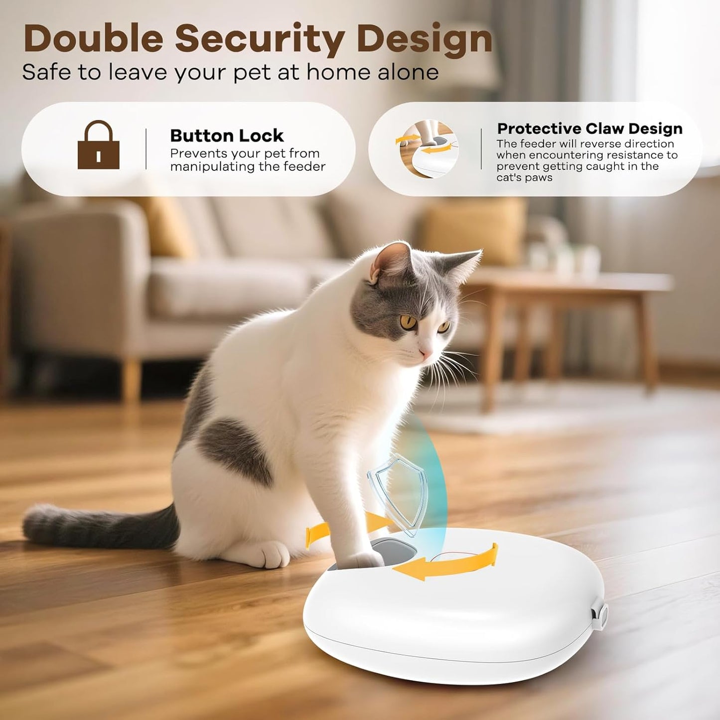 Automatic Cat Feeder Wireless, Sharper Image Auto Cat Food Dispenser for Wet Food with 2 Ice Packs, Rechargeable Auto Feeder for Cats with Programmable Timer Low Battery Indicator, White