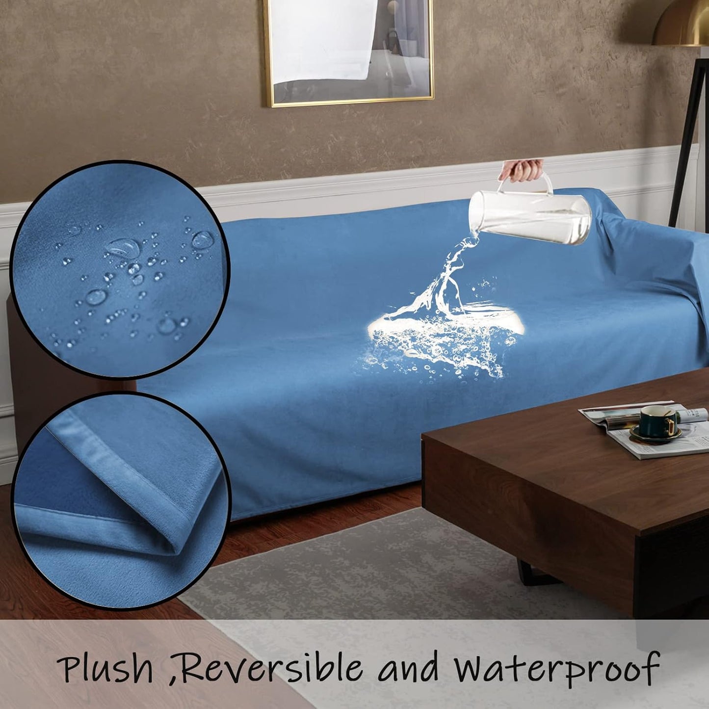 Ameritex Pet Bed Blanket Reversible 100% Waterproof Velvet Super Soft for Sofa and Bed