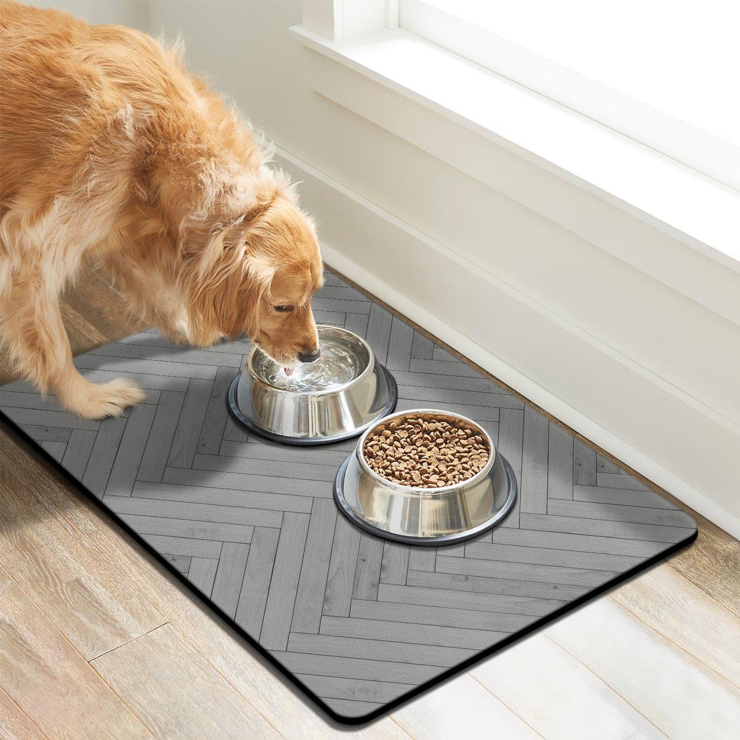 Dog Food Mats for Floors Absorbent, Pet Cat Food Mat - Quick Dry Dog Bowl Mats for Food and Water, Eco-Friendly Boho Pet Supplies