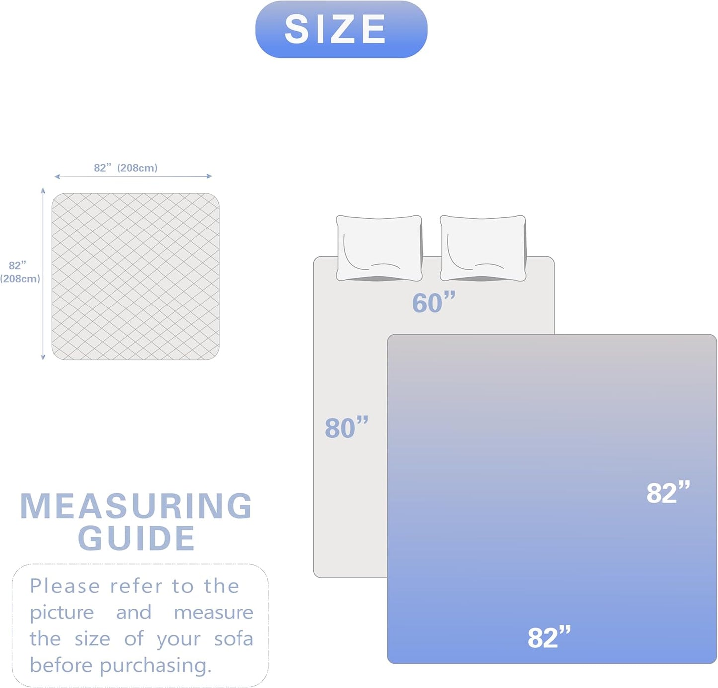 Dogs/Cats Bed Mats, Dog Pad Washable Removable Couch Cover with Anti-Slip Back, Plush Long Fur Mat, Perfect for Small, Medium and Large Dogs.(Navy Blue, 82"x82")