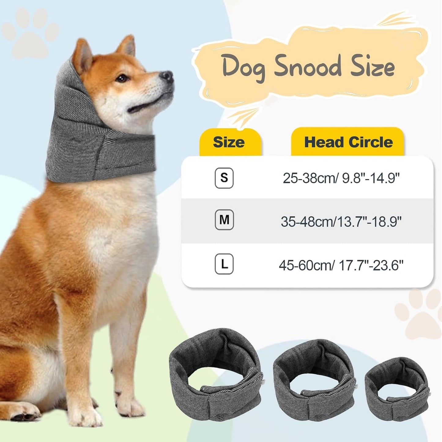 Dog Snood, Adjustable Dog Calming Hoodie, Dogs Ear Cover for Noise Anxiety Relief, Hematoma, Grooming and Force Drying, Windproof Pets Headband for Grooming