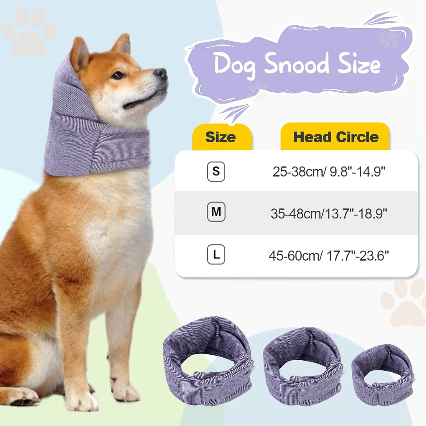 Dog Snood, Adjustable Dog Calming Hoodie, Dogs Ear Cover for Noise Anxiety Relief, Hematoma, Grooming and Force Drying, Windproof Pets Headband for Grooming