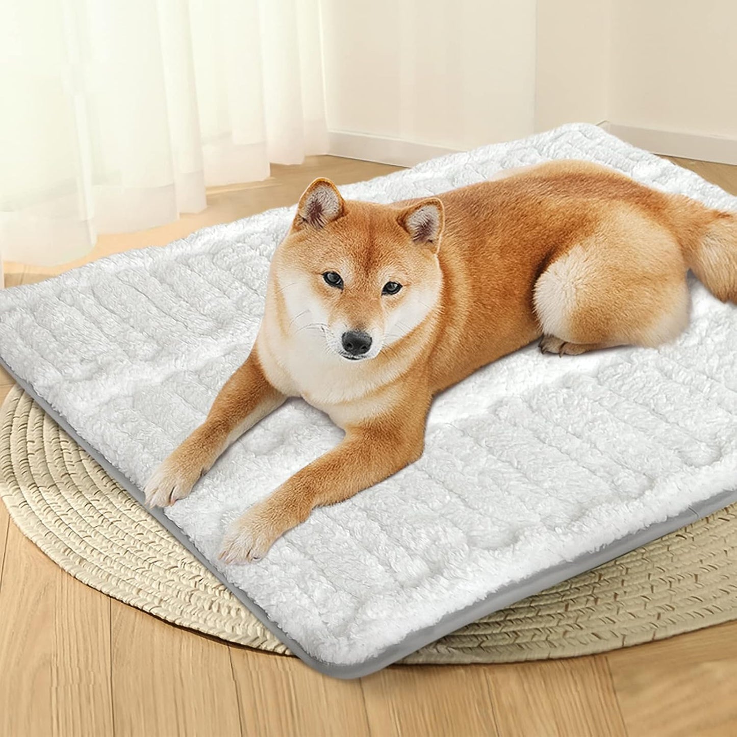 Dog Bed Crate Mat(36" X 23"), Soft Plush Dog Bed Pad Machine Washable Crate Pad, Dog Sleeping Mat with Anti Slip Bottom
