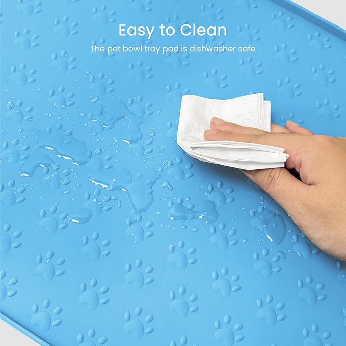 Dog Food Mat Anti-Slip Silicone Dog Bowl Mat Thicker Pet Placemat Waterproof Cat Feeder Pad with Raised Edge Puppy Kitten Feeding Mats Suitable Small Medium-Sized Dogs Cats Eating Tray