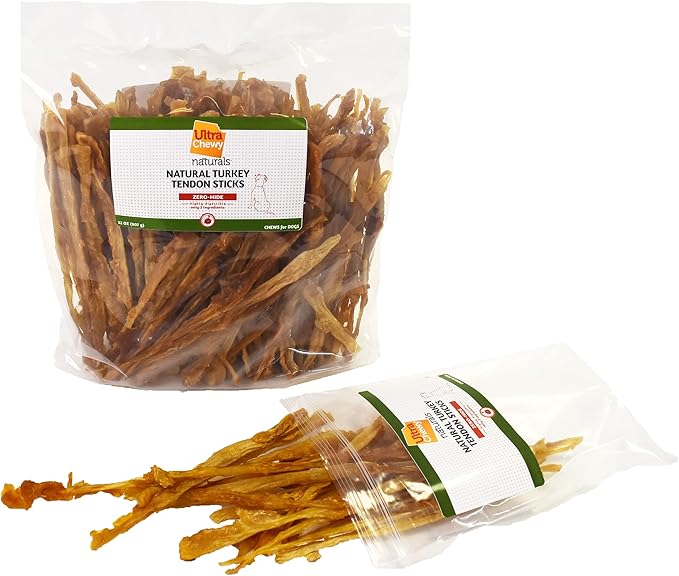 Ultra Chewy Turkey Tendon Sticks for Dogs - Premium All-Natural, Hypoallergenic, Long-Lasting Dog Chew Treat, Easy to Digest, Ingredient Sourced from USA (2 Lbs Pack)