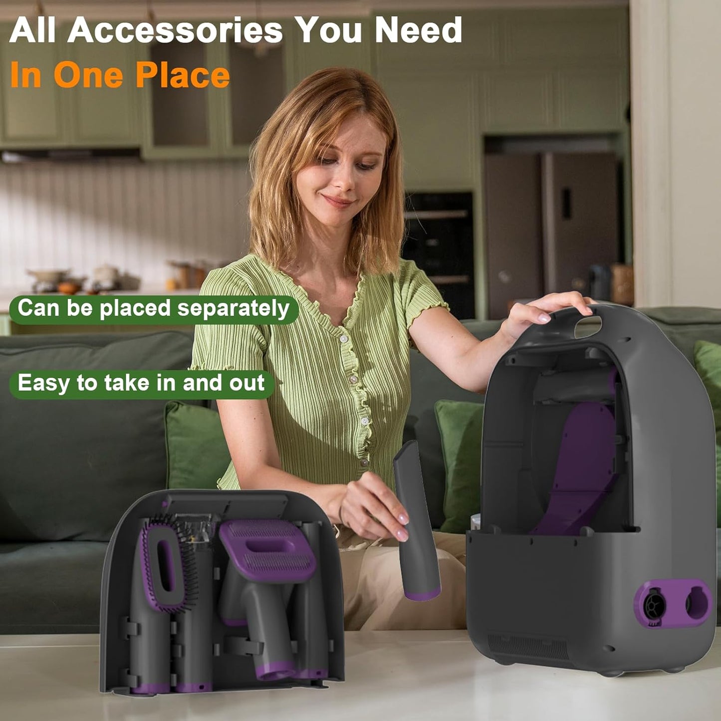 Dog Grooming Vacuum and Pet Dryer, 5-in-1 Dog Vacuum Grooming Kit for Shedding, Low Noise Doggie Hair Blow Dryer, 2.5L Canister for Cat Vacuum Groomer, Portable Pet Trimmers for Dogs, Purple