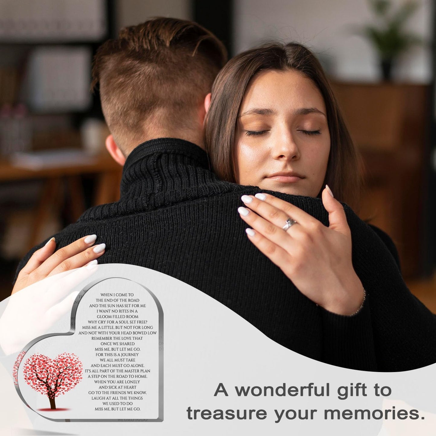 Remembrance Gifts, Sympathy Gifts, Funeral in Memory of Loved One, Heart Shaped Acrylic Decor Sign, Grieving Gift with Sympathy Condolence, Bereavement Condolence Gifts