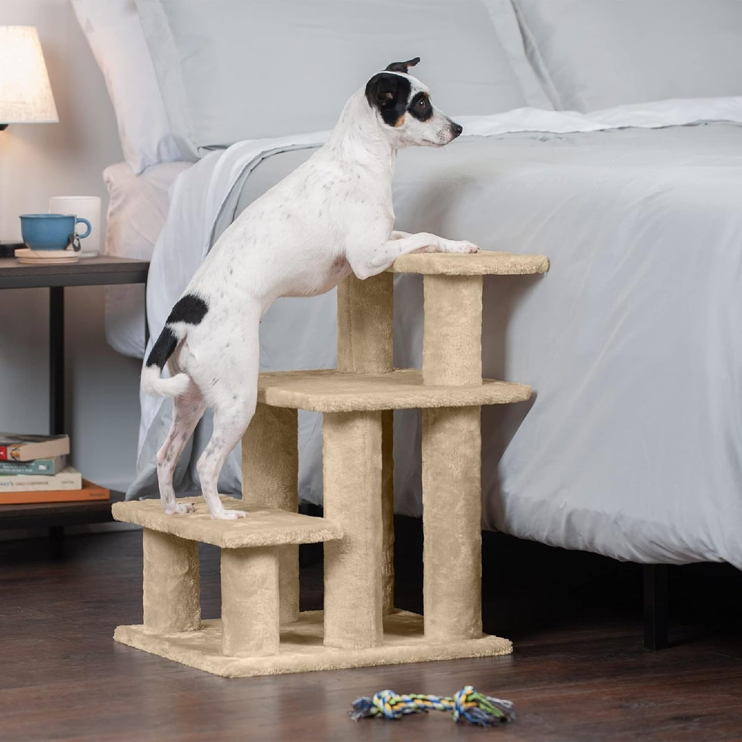 Furhaven Steady Paws Multi-Step Pet Stairs for High Beds & Sofas - Cream, 3-Step