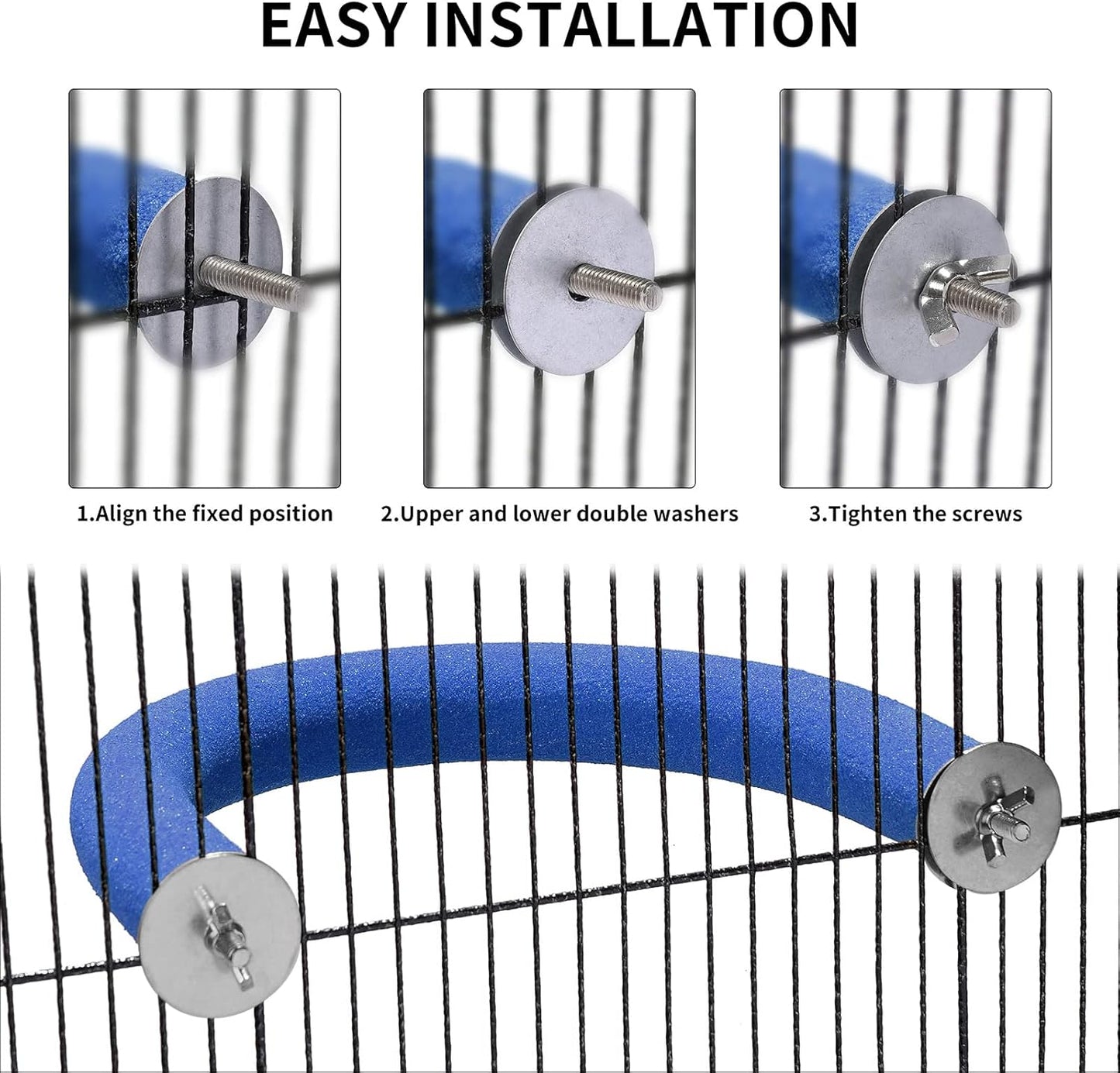 U Shape Parrot Perch Stand Toy Bird Platform Sand Paw Grinding Clean Stick Exercise Conure Budgie Cockatiel Cage Accessories (Blue)