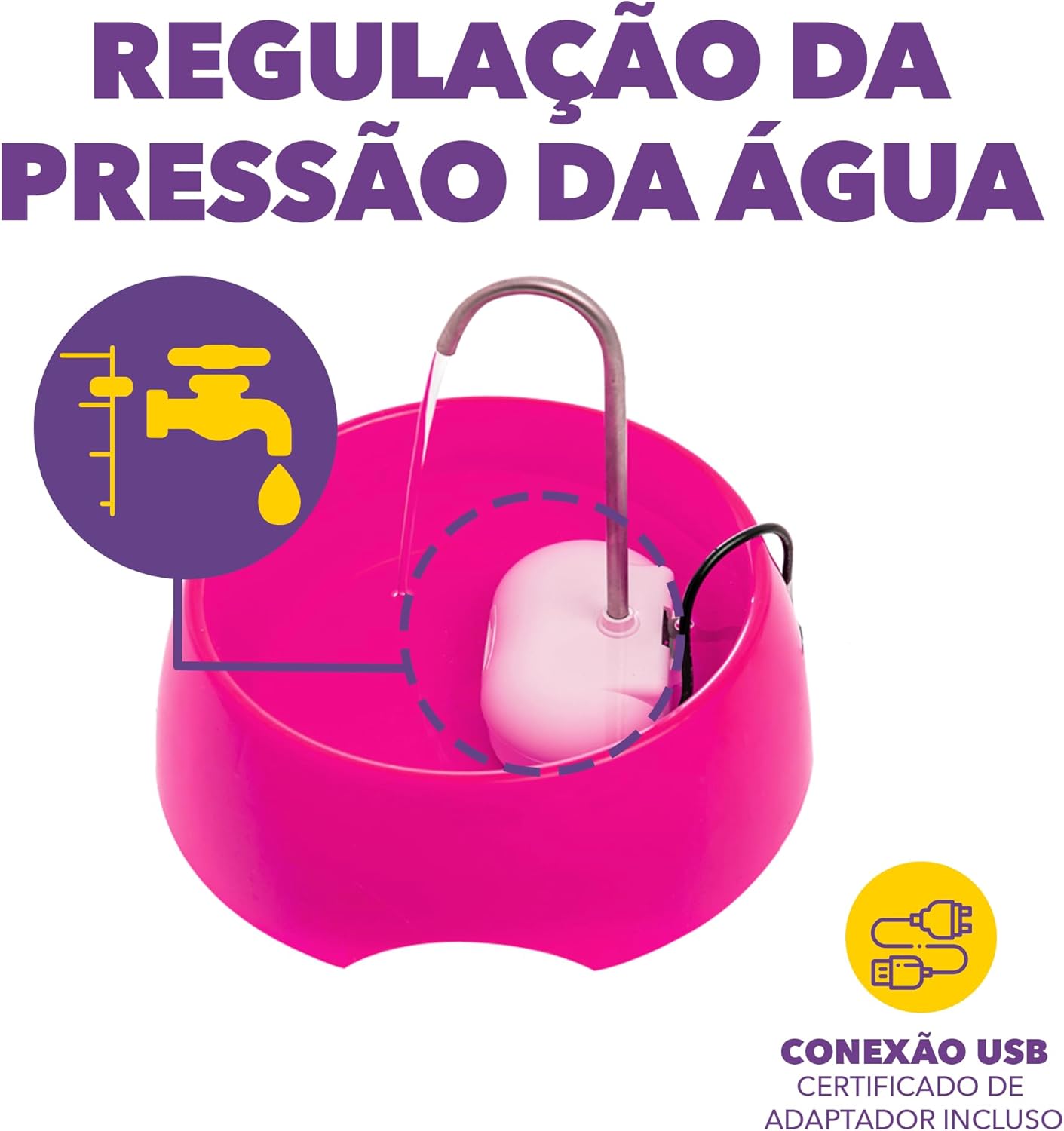 Aqua MINI Portable Pet Water Fountain - Automatic Drinking Bowl for Cats and Dogs - Stainless Steel Faucet - Replaceable Filters - Easy Cleaning - Ideal for Multiple Pets - 1.2L/42 fl oz - Red