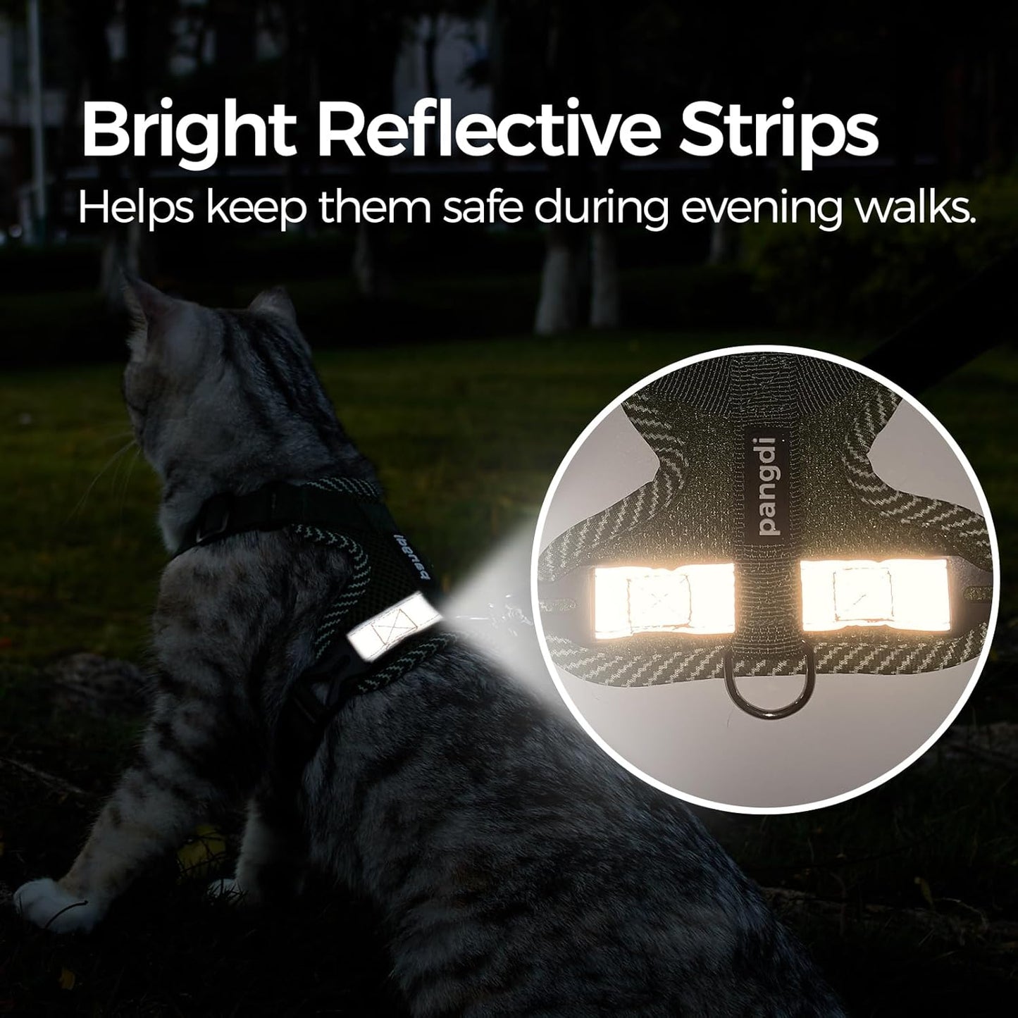 Cat Harness and Leash Escape Proof Medium Kitten Harness Bengal Cat Vest for Walking Travel, Dark Green, M