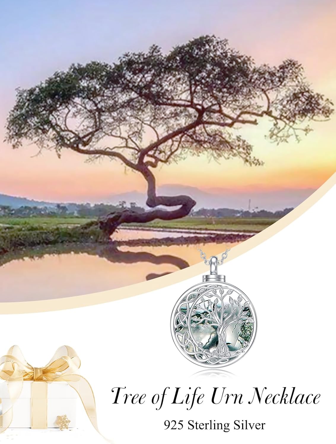 WINNICACA Urn Necklace for Ashes Sterling Silver Abalone Shell Cremation Jewelry for Ashes Jewelry Gifts for Nature Lovers Keepsake Memorial Jewelry for Women