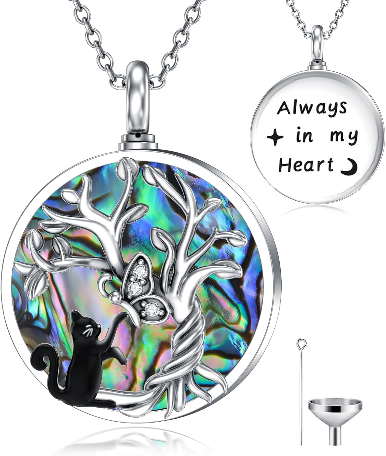 WINNICACA Urn Necklace for Ashes Sterling Silver Abalone Shell Cremation Jewelry for Ashes Jewelry Gifts for Nature Lovers Keepsake Memorial Jewelry for Women