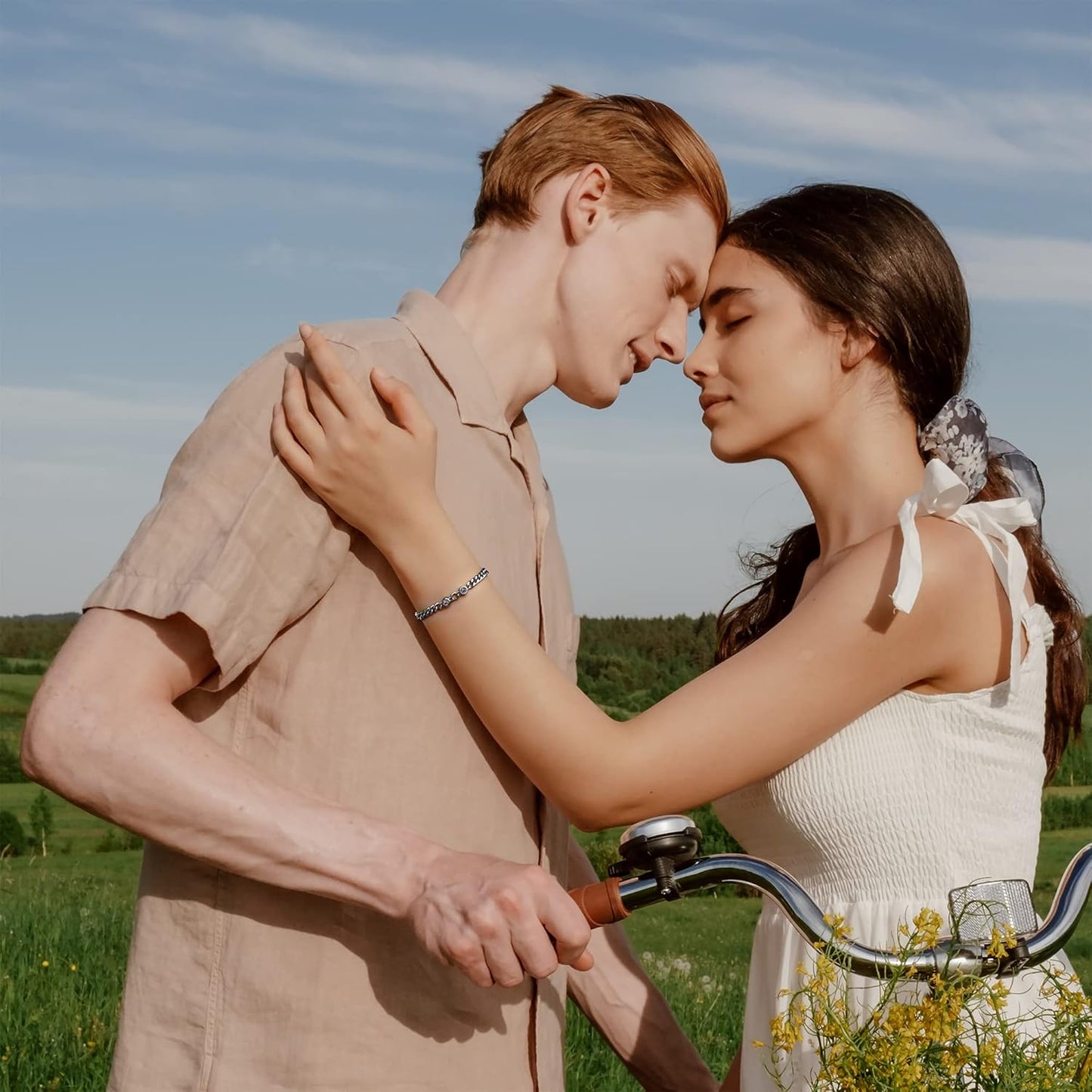 EMIRISTIC Custom Photo Bracelet - Personalized Picture Natural Stone Cuban Chain Bracelet - Any Special Day Gifts