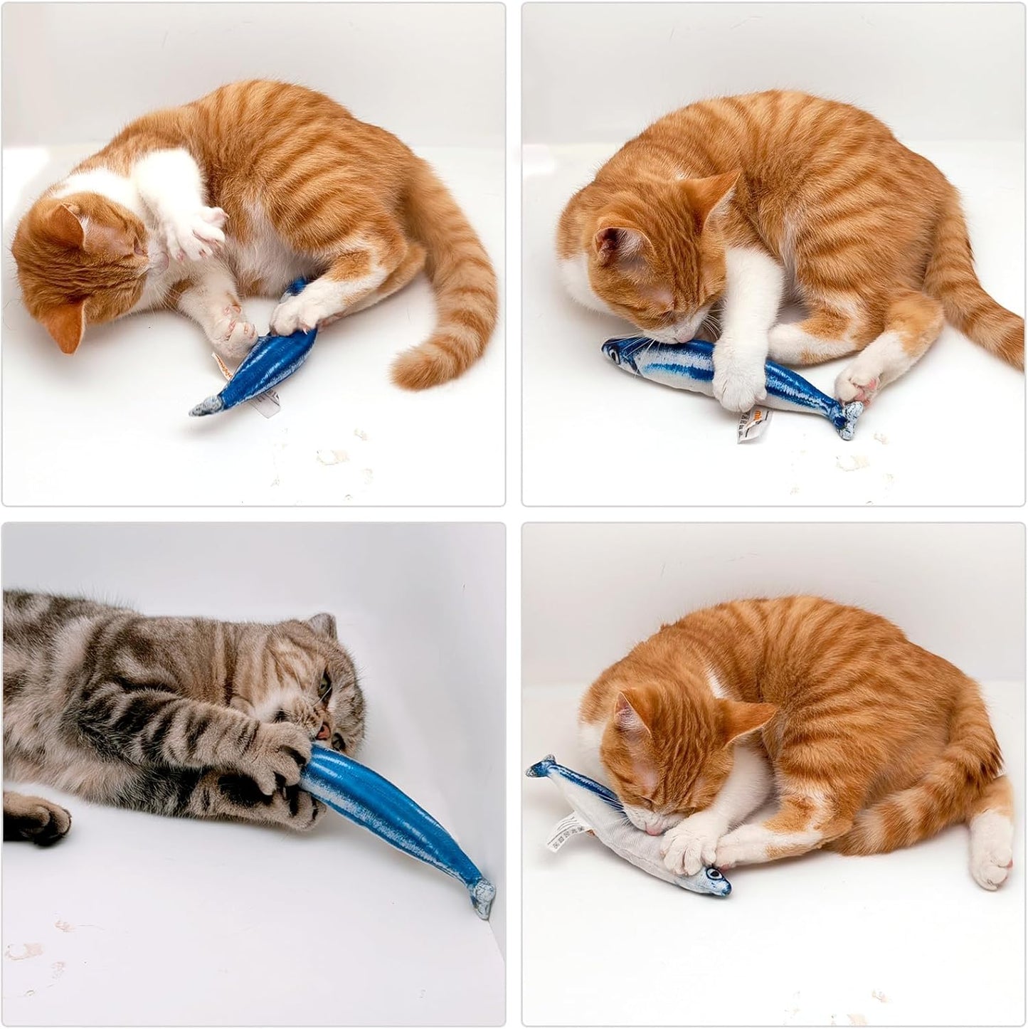 6 PCS Cat Fish Toy Soft and Durable,Cat nip Toy with Catnip Inside, Kicker Toys for Indoor Kitten Exercise,Kitty Teething Chew Toy (6 Sauries)