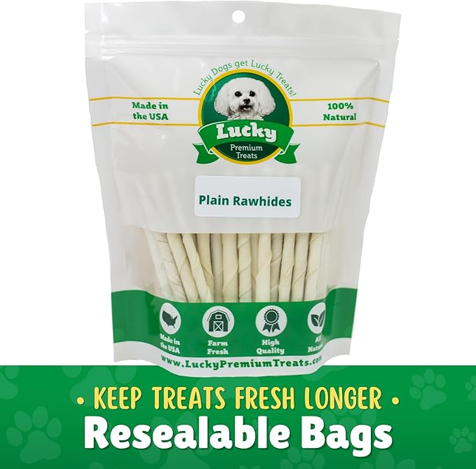 Natural Rawhide Twist Sticks Dog Treats – 325ct. Premium Rawhide Chew Sticks – Long Lasting Chews for Small Dogs and Puppy Treats Made with Natural Beef Hide