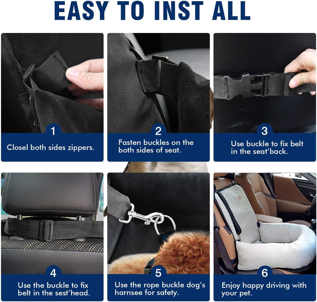Dog Car Seat Pet Booster Seat Pet Travel Safety Car Seat,The Dog seat Made of Materials is Safe and Comfortable, and can be Disassembled for Easy Cleaning (Off White)