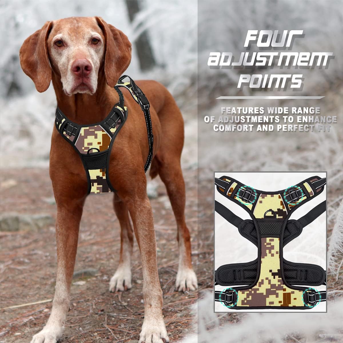 BARKBAY No Pull Dog Harness Front Clip Heavy Duty Reflective Easy Control Handle for Large Dog Walking(Desert camo,XL)