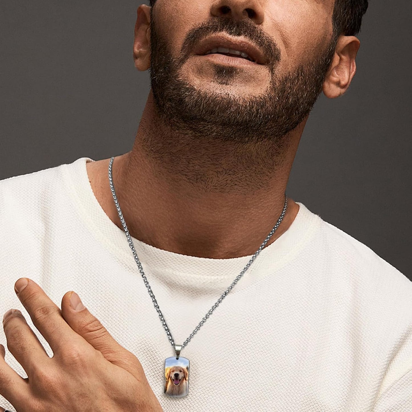 Funnylife Personalized Pet Urn Necklaces for Dog Cat Ashes Custom Photo Text Stainless Steel Cremation Ash Memorial Jewelry Pet Loss Sympathy Gift