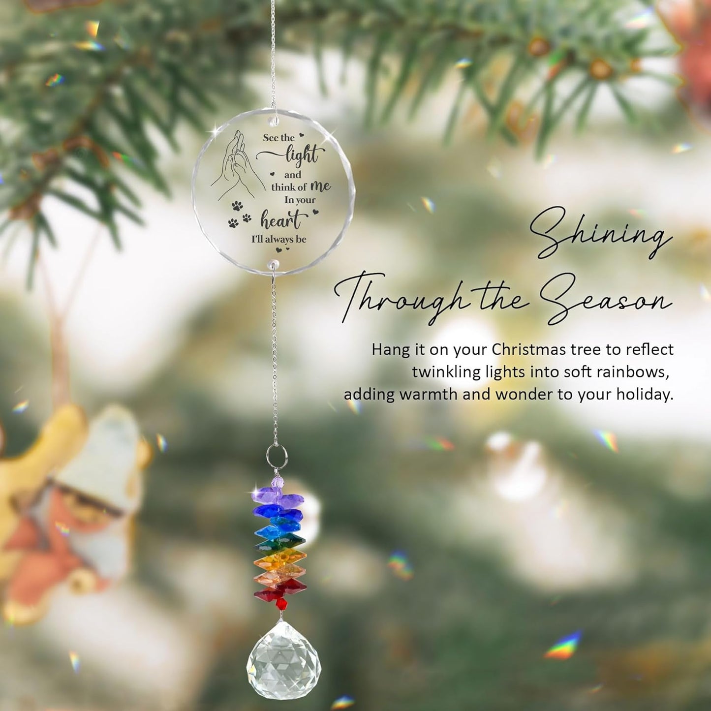Pet Memorial Suncatcher - Dog Cat Loss Sympathy Gift - Rainbow Crystal Prism - Bereavement Keepsake - Pet Lover Gift - Daily Remembrance - Suncatcher Ornament