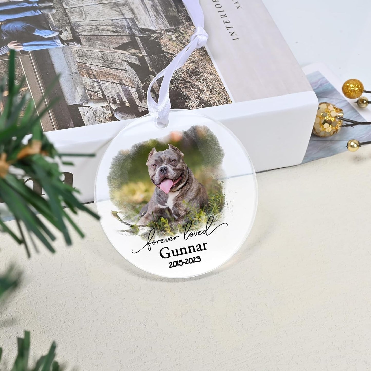 Dog Memorial Christmas Ornaments, Touber Personalized Dog Memorial Ornament, Forever Loved Dog Ornament, Dog Loss Gifts, Dog Memorial Gifts, Loss of Dog Sympathy Gifts - Acrylic