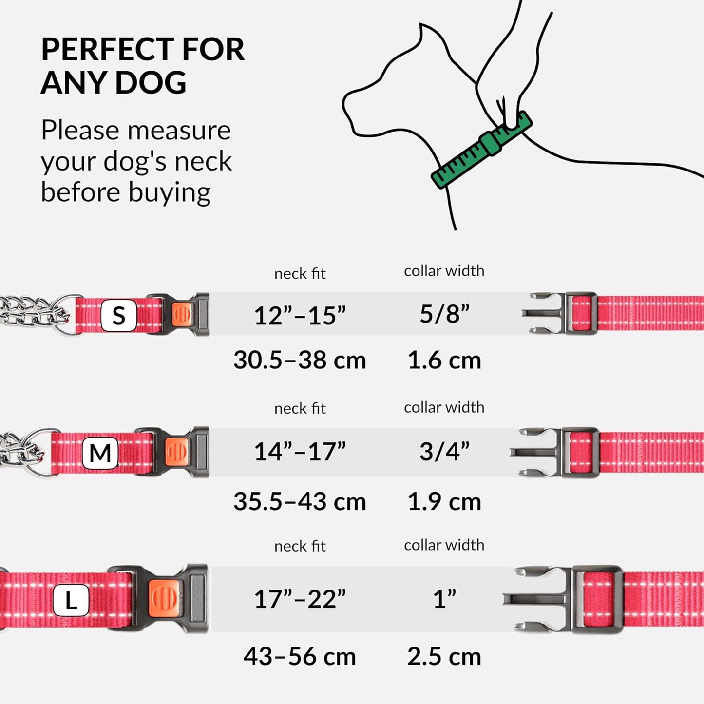 CollarDirect Martingale Dog Collar with Stainless Steel Chain and Quick Release Buckle - Reflective Collar for Large, Medium, Small Dogs - Pink, Small (Neck Size 12"-15")