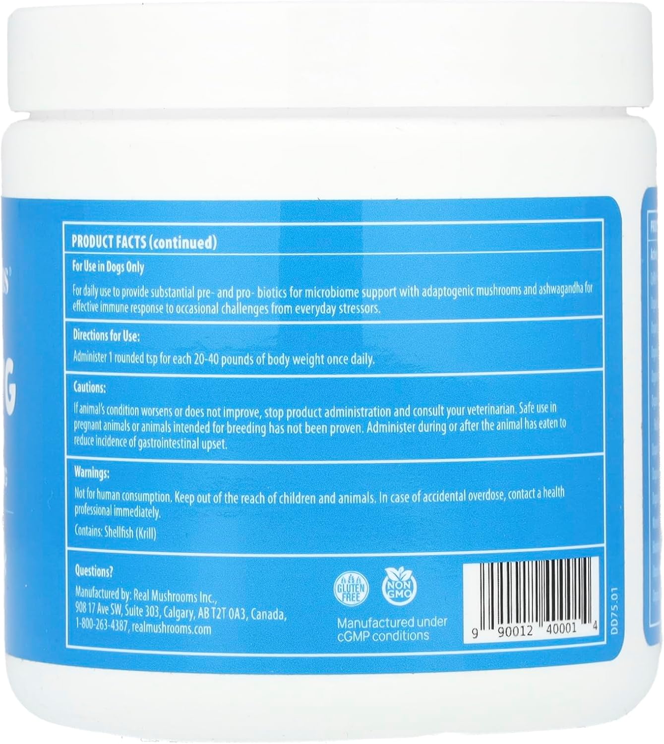Real Mushrooms Whole Dog Health – Functional Mushroom Blend for Dogs with Lion’s Mane, Cordyceps, Turkey Tail, Reishi, Shiitake for Overall Wellbeing of Dogs – 2.65 oz Powder Supplement